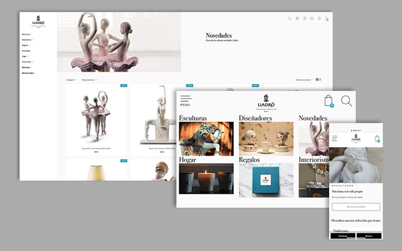 Proyecto Ecommerce Lladró varias vistas, Comonline Especialistas Ecommerce